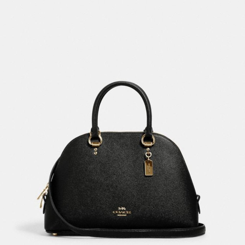 Coach Katy pebbled leather dome satchel bag black